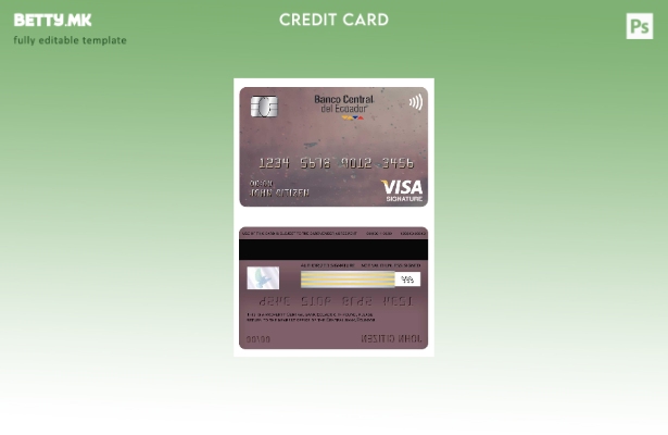 модерен стил Шаблон за картичка за потпис за виза на централната банка на Еквадо